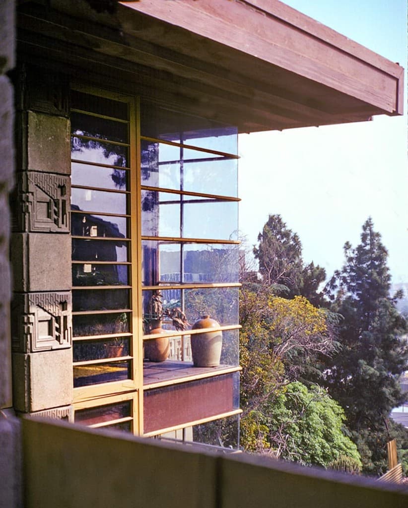 Samuel Freeman House — cantilevered window overlooking the Hollywood Hills